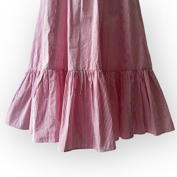 J.Crew Red and White Stripe Poplin Dress Ruffle Skirt, Size 6 - Picture 12 of 16